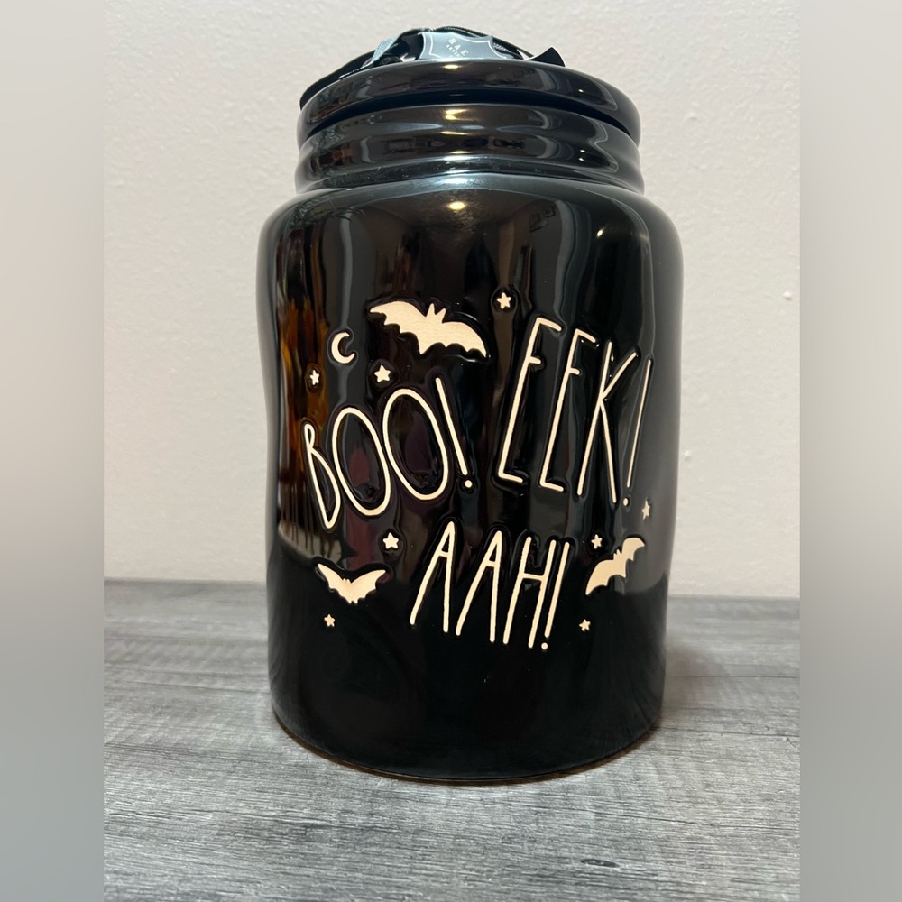 Large black canister BOO EEK AAH CANISTER